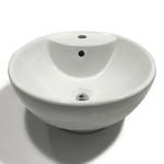 Lavabo da appoggio ceramica bianco tondo lavandino arredo bagno 46x46x17 cm