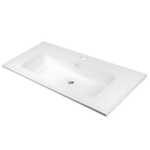 Lavabo ad incasso mineral marmo colore bianco opaco mobile composizione bagno *** misure 101x46 cm, confezione 1