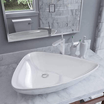 Lavabo da appoggio ceramica bianco triangolare arredo bagno 68x47,5x12,5 cm