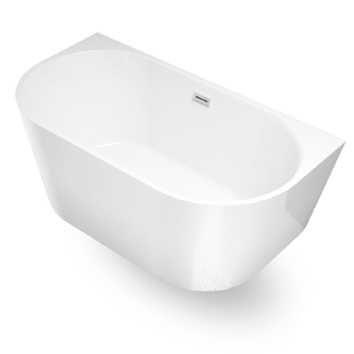 Vasca da bagno filo parete semicircolare acrilico bianco lucido 150 x 80 x 58 cm *** confezione 1
