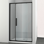 Ogomondo porta scorrevole slide 2 due ante black profilo nero cristallo 6 mm *** misure 136-140xh195 cm, confezione 1