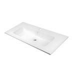 Lavabo ad incasso mineral marmo colore bianco opaco mobile composizione bagno *** misure 91x46 cm, confezione 1