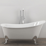 Vasca da bagno free standing ovale con piedini bianco lucido 160 x 75 x 84cm