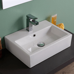 Lavabo da appoggio ceramica bianco rettangolare lavandino bagno 58x46x16 cm