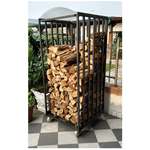 Legnaia portalegna su ruote in acciaio antracite eco 80x80xh190 cm