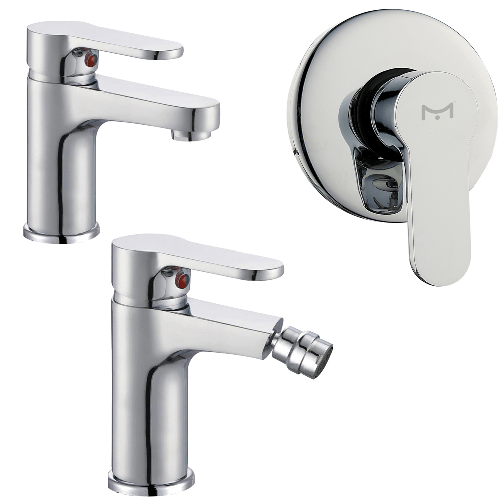 Miscelatore-rubinetto-bidet-cromato---miscelatore-rubinetto-lavabo-cromato---miscelatore-doccia-ad-incasso-da-parete