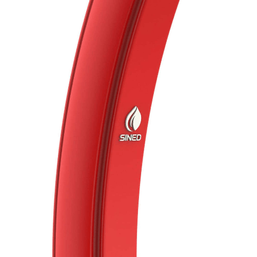 Sined-Sole-Xxl-Doccia-Solare-Curva-In-Polietilene-Con-Lavapiedi-Serbatoio-Da-40-Lt-Rossa