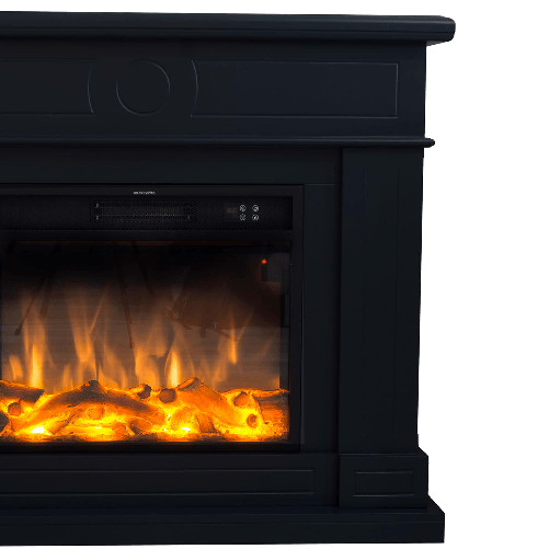 Caminetto-Fuego-Roberta-Negro-a-Parete-Con-Cornice-Telecomando-e-Bruciatore-1500w-Nero