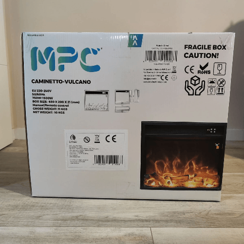 Mpc-Caminetto-Vulcano-Bruciatore-Elettrico-Led-Per-Camino-Da-1500w-Solo-Effetto-Fiamma-Nero