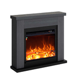 Caminetto Fuego Paolo Gris 1500w a Parete Con Cornice Telecomando e Bruciatore 1500w Grigio Scuro