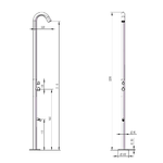 Sined-Quartu-Doccia-Per-Esterni-In-Acciaio-316l-Soffione-e-Lavapiedi-h-2289-Cm-Inox-Canna-Di-Fucile