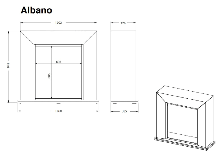 Xaralyn-Albano-Caminetto-Completo-Di-Cornice-Da-800w-Telecomando-Incluso-Bianco