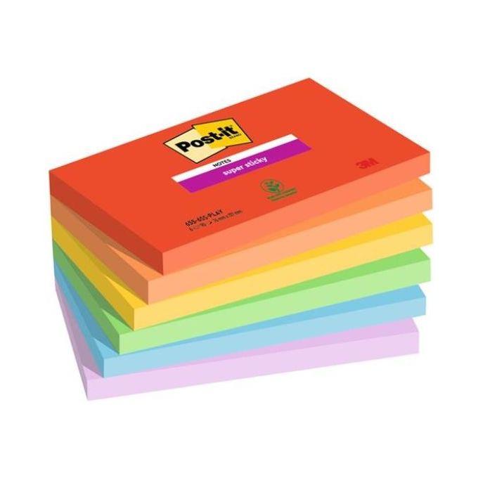 POST-IT Cf. 6pz blocco 90foglietti Post-it  Super Sticky 76x127mm 655-6SS-PLAY Playful