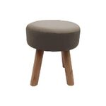 Pouf Fara in velluto e mdf tortora 34x34x38