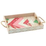 Vassoio Pink Geometric con Manici in Corda 37,6x26x5 cm Multicolor