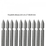 10 Paletti in Ferro Zincato 225 cm Pali per Recinzione con Profilo a T