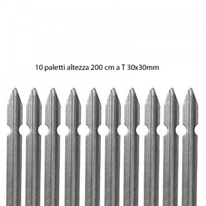 10 Paletti in Ferro Zincato 200 cm Pali per Rete Metallo a T Recinzione