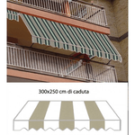 Tenda Parasole a Caduta 300x250 cm Beige con Bracci Balcone Esterno Rullo Sole