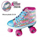 Pattini a Rotelle Sneaker Scarpa 33 34 con Paillettes Freno 4 Ruote da Bambina