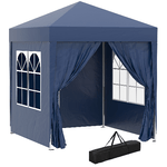 Outsunny Gazebo Pieghevole Pop Up 2x2 m con 4 Pareti Rimovibili in Poliestere e Acciaio, Blu