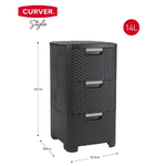 Curver 206315 Storage Drawer Tower Wicker Look Polypropylene 3 x 14 L