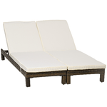 Outsunny Set 2 Lettini Prendisole in Rattan PE con Cuscino e Schienale 5 Reclinazioni, 196x60x22cm