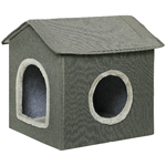 PawHut Casetta per Gatti con Cuscini Lavabili 2 entrate, 39x43.5x40.5cm  Grigio