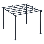 Outsunny Gazebo Pergola da Giardino 3x3m Decorabile con Rampicanti in Metallo Nero