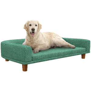 PawHut Divano per Cani di Taglia Grande con Gambe Rialzate e Cuscino Sfoderabile, 98x67x25 cm, Verde Chiaro