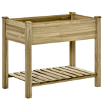 Outsunny Fioriera Rialzata in Legno con Gambe e Ripiano Inferiore per Giardino e Balcone 91x51x76cm