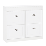 HOMCOM Scarpiera Salvaspazio in Legno 4 Cassetti a Ribalta con Mensola Regolabile per 16 Scarpe, 98x24x83cm, Bianco