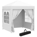 Outsunny Gazebo Pieghevole Pop Up 2x2 m con 4 Pareti Rimovibili in Poliestere e Acciaio, Bianco