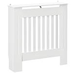 HOMCOM Copritermosifone in Legno MDF Bianco con Doghe Verticali 78x19x81cm