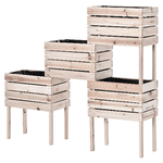 Outsunny Letto per Orto Rialzato con 4 Vasi Portapiante da 50x30x60cm, in Legno Colore Naturale