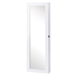 HOMCOM Specchiera Armadio Portagioielli da Parete in Legno MDF, Bianco, 37x9.5x112cm