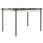 Outsunny Pergola Gazebo da Giardino 3.96x2.96m con Tettuccio Retrattile e Struttura in Alluminio, Crema