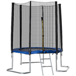 HOMCOM Trampolino Elastico per Bambini e Adulti con Rete e Scaletta, 223x223x230cm, Blu