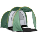 Outsunny Tenda da Campeggio 4-6 Persone a 2 Spazi, 4 Porte a Cerniera, Borsa per Trasporto e Ganci Inclusi, 410x240x195cm, Verde