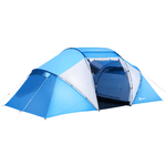 Outsunny Tenda da Campeggio per 6 Persone con Ampio Vestibolo, 430×240×170cm, Bianco e Azzurro