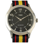 Timex-Orologio-al-quarzo-WHITNEY-VILLAGE-quadrante-in-acciaio-35-MM-case-colore-acciaio---quadrante-nero-cinturino-in-tessuto-Blu-Rosso-Giallo-18-MM-resistente-all-acqua-fino-a-50-M-di-profondita