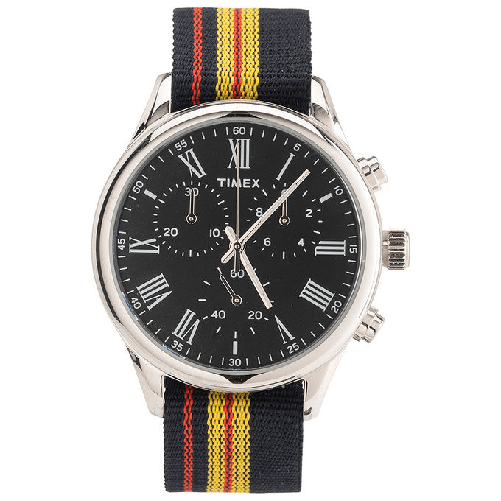 Timex-Orologio-al-quarzo-WESTON-AVENUE-quadrante-in-acciaio-38-MM-case-colore-acciaio---quadrante-nero-cinturino-in-tessuto-Verde-Militare-18-MM-resistente-all-acqua-fino-a-50-M-di-profondita