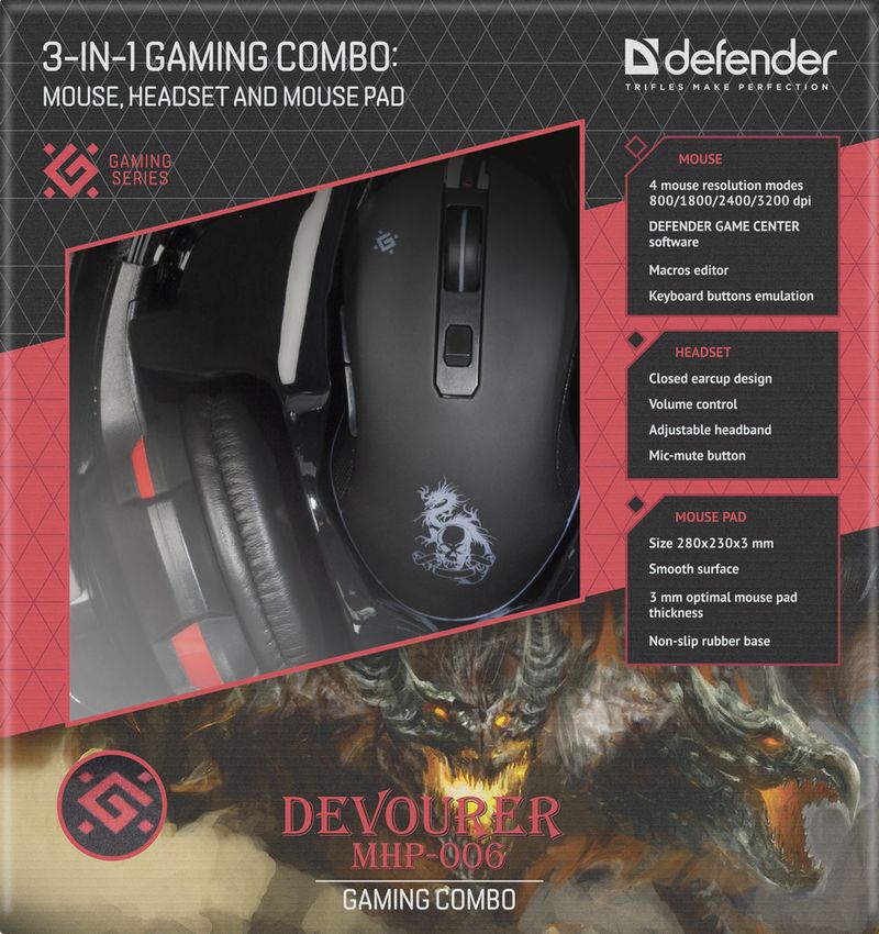 Defender-Devourer-MHP-006-mouse-Mano-destra-USB-tipo-A-Ottico-3200-DPI