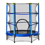 HOMCOM Tappeto Elastico per Bambini 3-6 Anni con Rete, Bordo Imbottito e Corde Elastiche, Trampolino da Giardino Φ140x160cm Blu e Nero