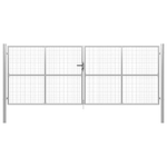 Cancello per Giardino in Acciaio Zincato 415x200cm Argento