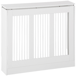 HOMCOM Copritermosifone a Doghe Moderno ed Elegante per la Casa, in MDF e Acciaio, 90x18x84cm, Bianco