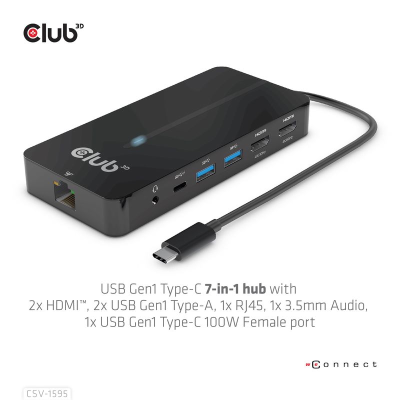 CLUB3D-CSV-1595-replicatore-di-porte-e-docking-station-per-laptop-USB-3.2-Gen-1--3.1-Gen-1--Type-C-Nero