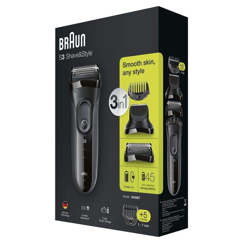 Braun-Series-3-3000BT-Rasoio-Trimmer-Grigio