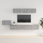 Set di Mobili Porta TV 5 pz Grigio Sonoma in Legno Ingegnerizzato