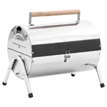 vidaXL Barbecue da Tavolo Portatile in Acciaio Inox con Doppia Griglia