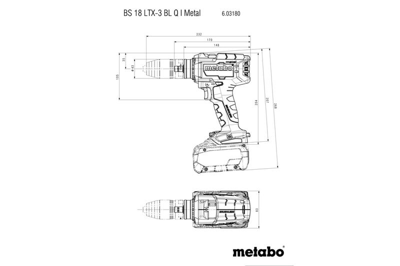 Metabo-BS-18-LTX-3-BL-Q-I-Metal-4000-Giri-min-3-kg-Nero-Verde-Rosso